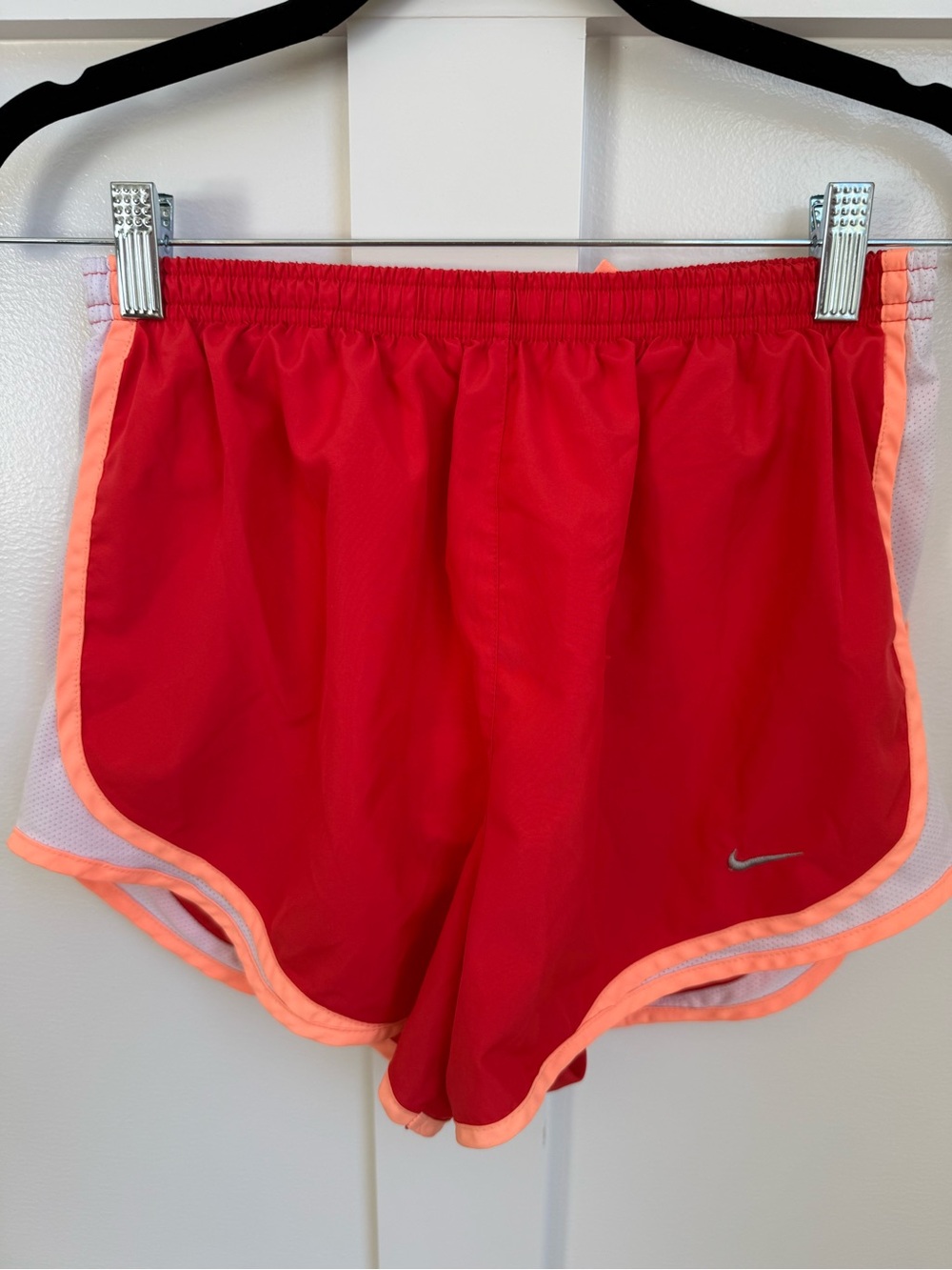 Nike Women's Red Athletic Shorts with Coral Trim M